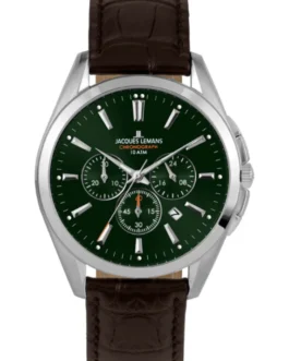 Leowol-Boss Watch-Brown Leather Straps-Green Dial