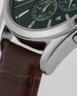 Leowol-Boss Watch-Brown Leather Straps-Green Dial